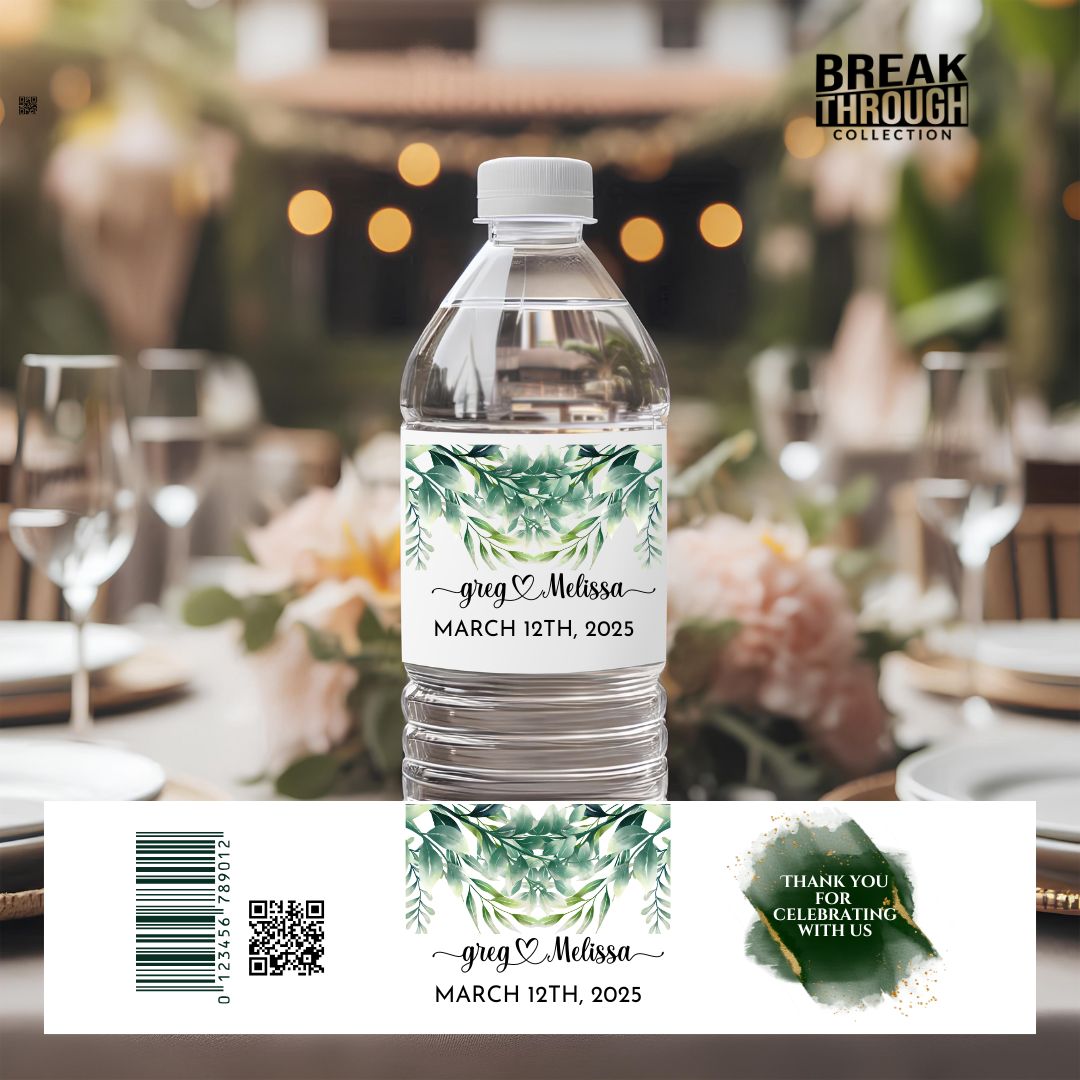 Wedding Party Name Initial Bottle Water Label