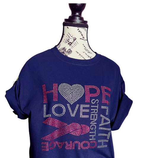 Hope Love Bling Cancer T-Shirt
