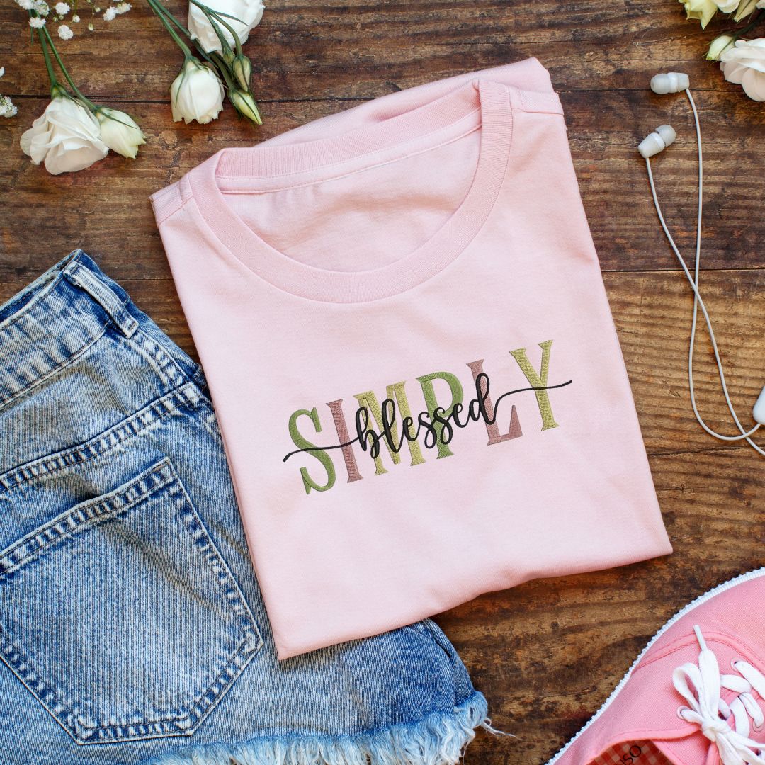 Simply Blessed Embroidered T-Shirt