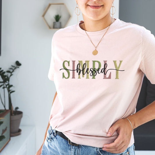 Simply Blessed Embroidered T-Shirt