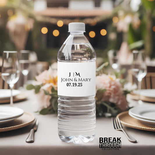 Wedding Party Name Initial Bottle Water Label