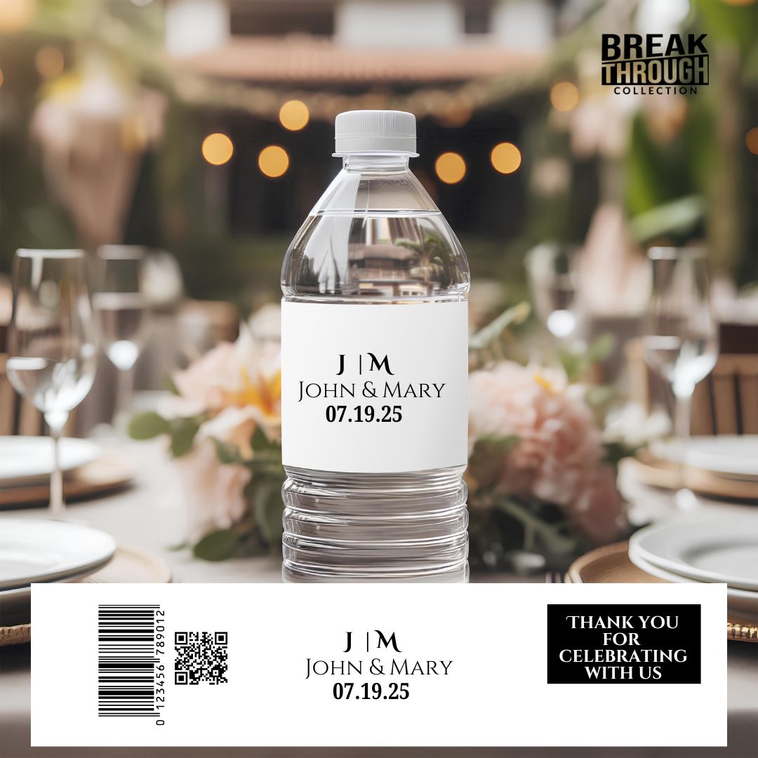 Wedding Party Name Initial Bottle Water Label