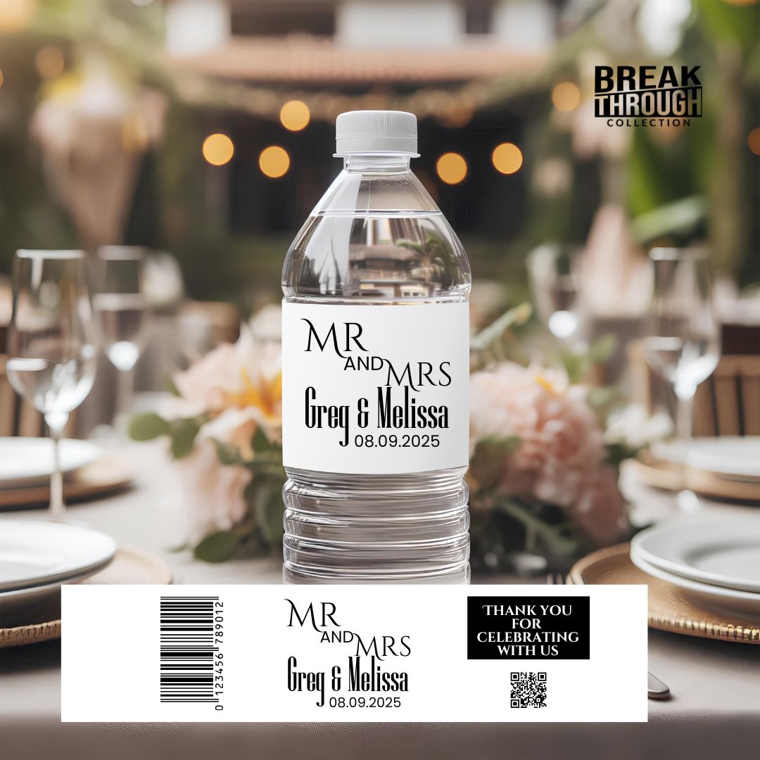 Wedding Party Name Initial Bottle Water Label